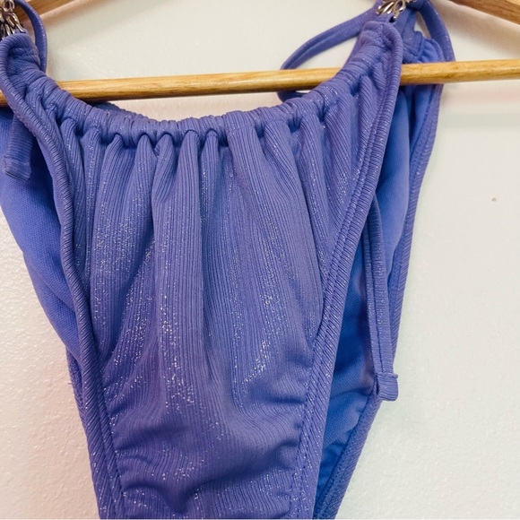 NWT Wild Fable Purple Sparkly FairyCore Tied High Leg Bikini Bottoms Medium - Picture 4 of 8